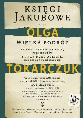 Olga Tokarczuk, Jennifer Croft, Agata Orzeszek Sujak, Ernesto Rubio: Księgi Jakubowe (Polish language, 2014, Wydawnictwo Literackie)