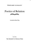 Edouard Glissant: Poetics of relation (1997, University of Michigan Press)